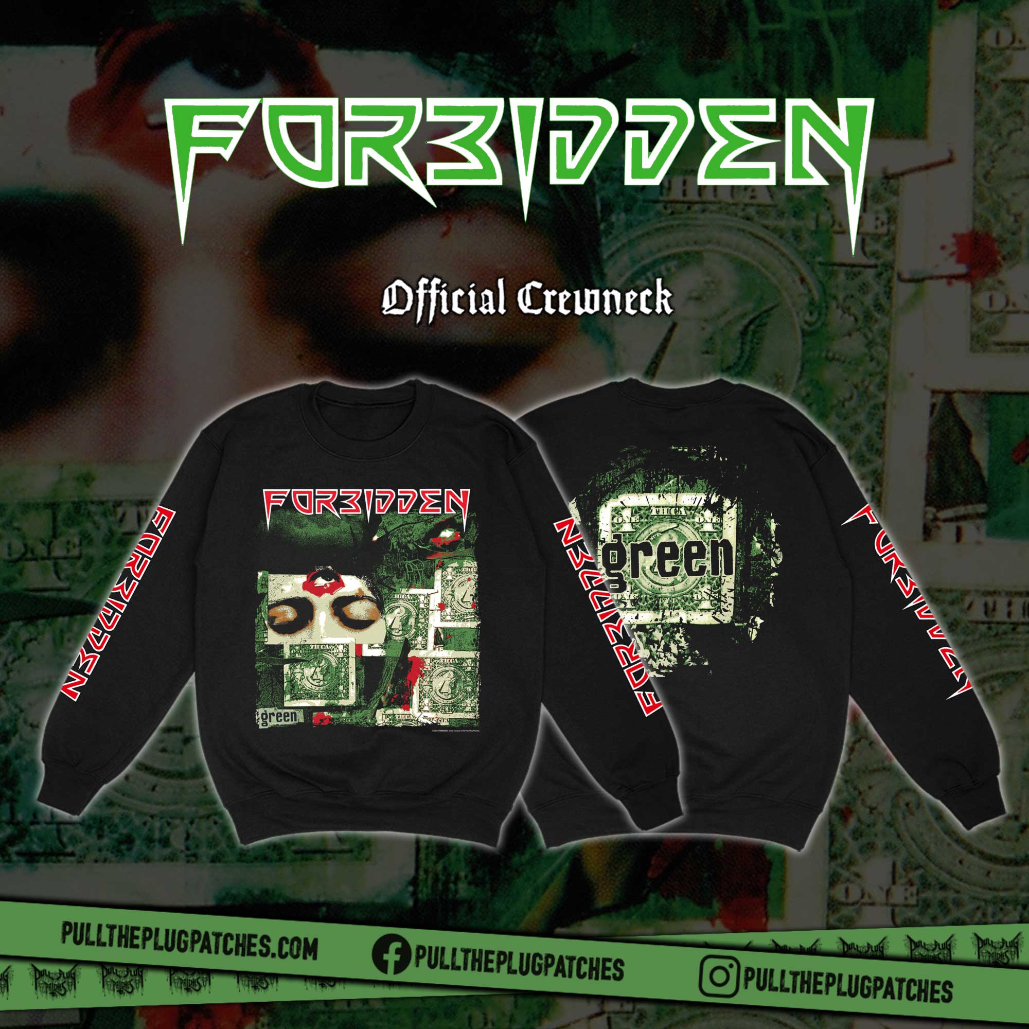 Forbidden - Green - Crewneck Sweater – Pull The Plug Patches