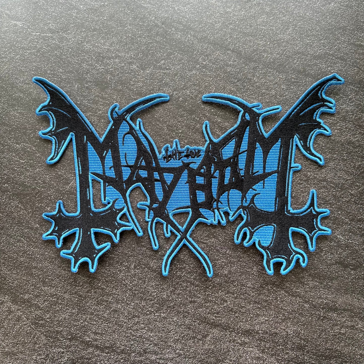 Mayhem - Blue - Embroidered Rocker Style Logo