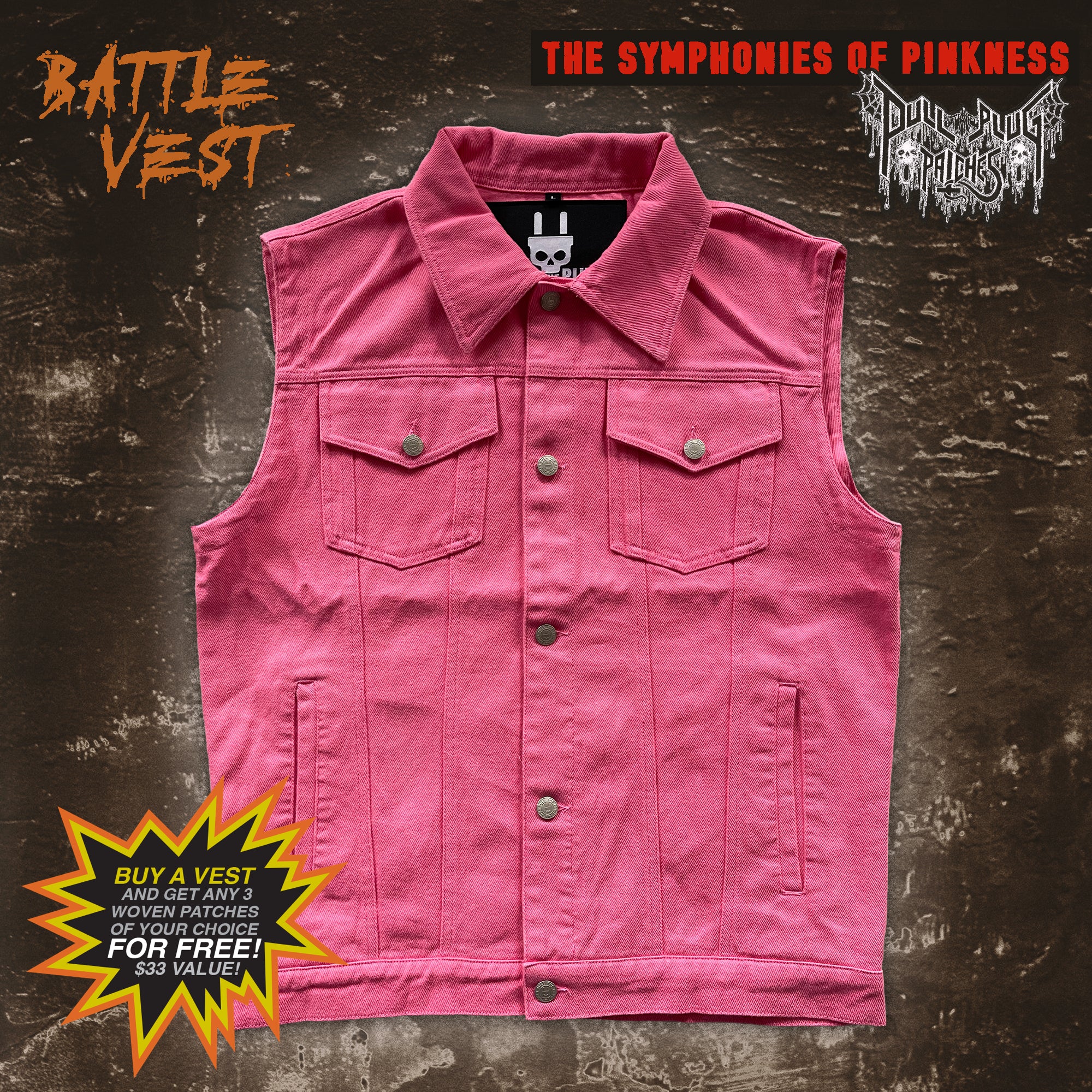 Pink denim vest hotsell