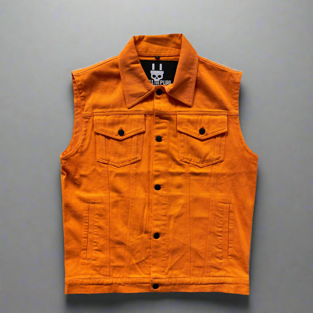 Orange denim vest hotsell