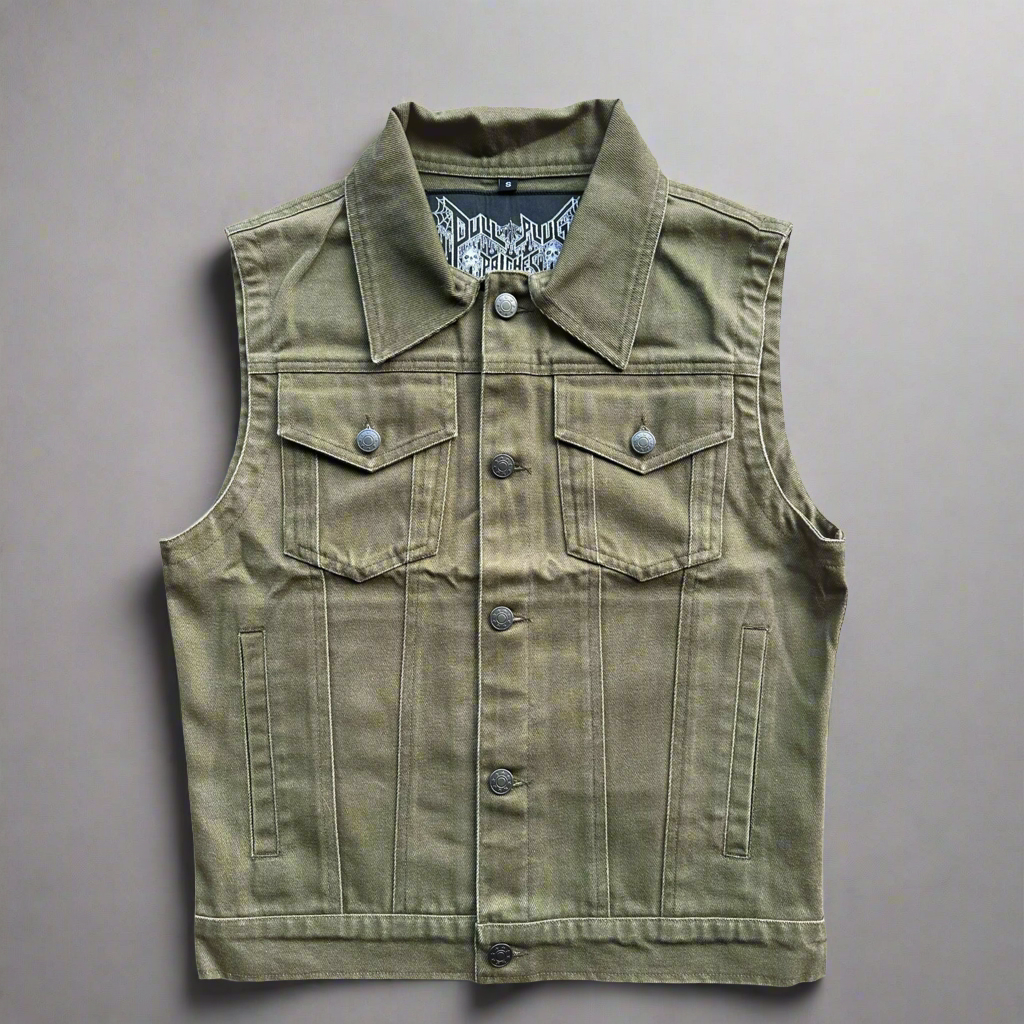 Green jean vest deals