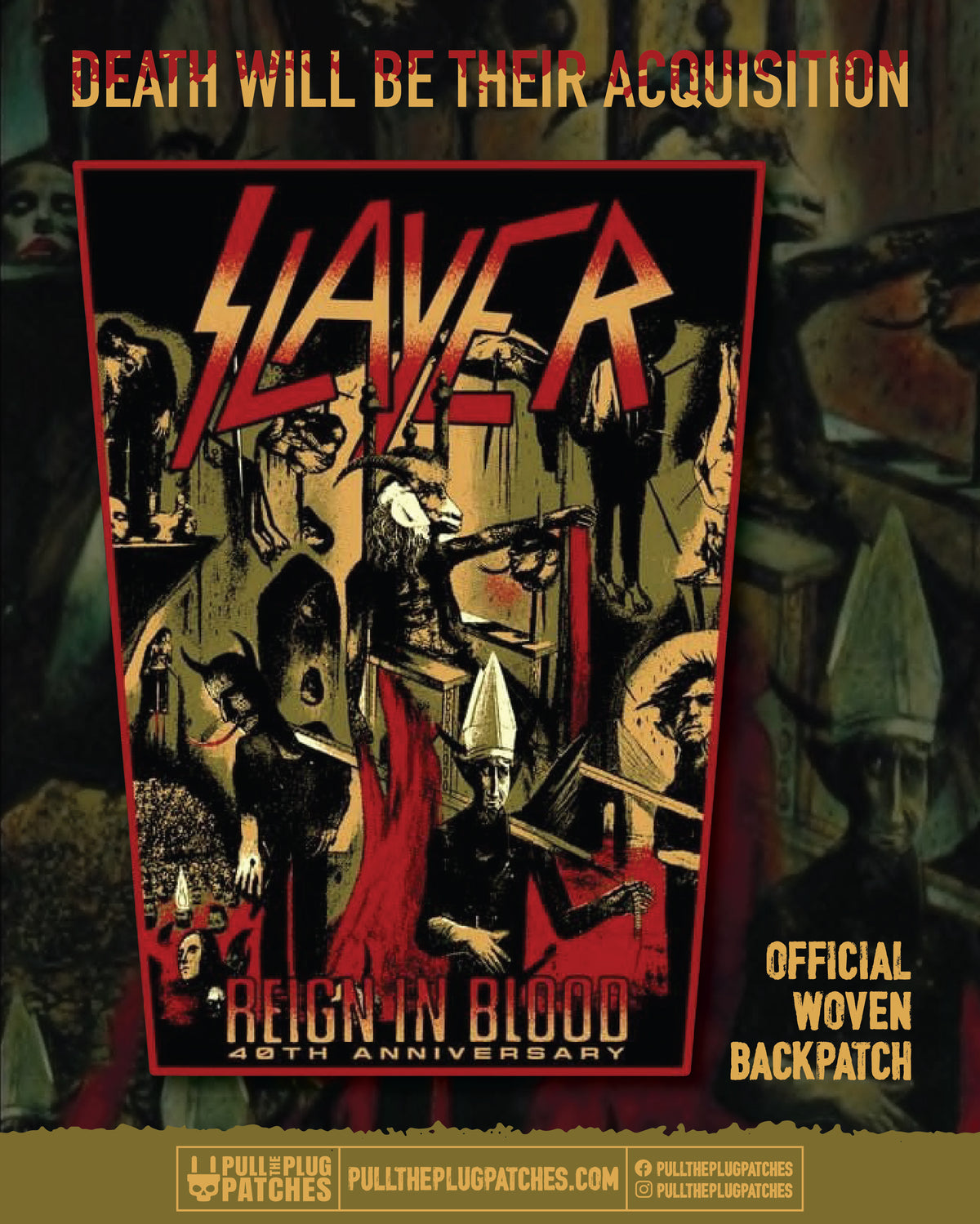 Slayer - Reign In Blood 40th Anniversary - Backpatch (Limited Edition)