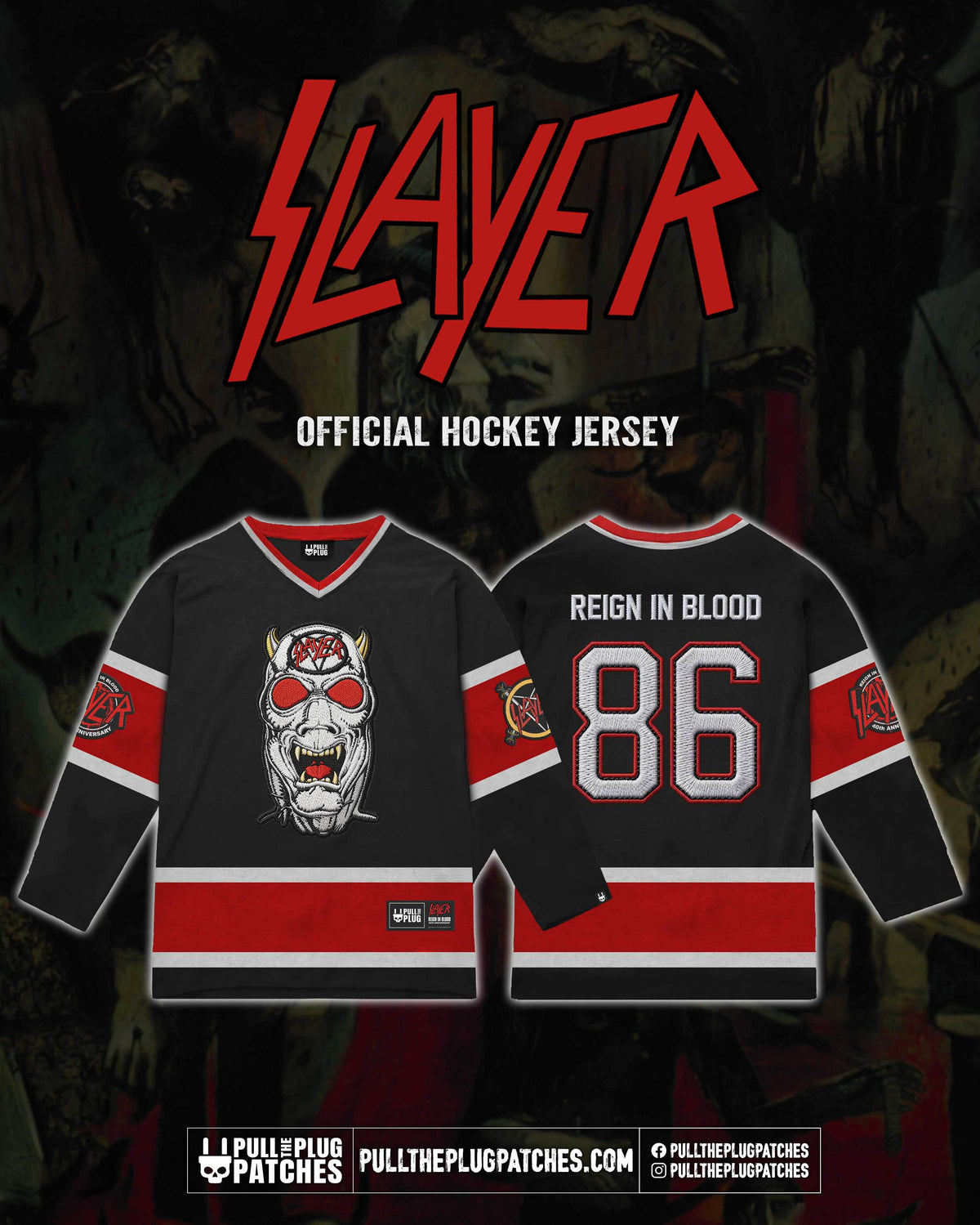 Slayer - Reign In Blood 40th Anniversary - Hockey Jersey (Limited Edition)