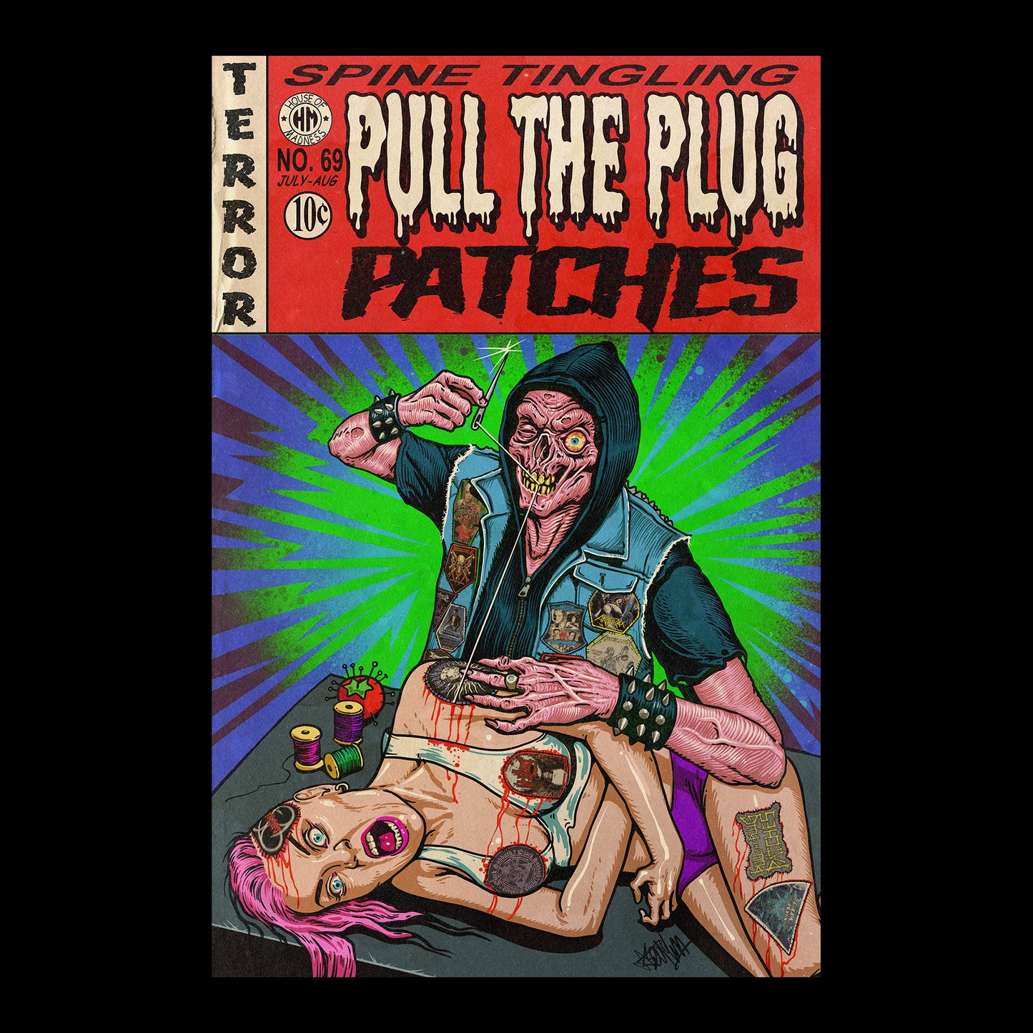 Pull The Plug Patches - Spine Tingling Terror - Shortsleeve Shirt