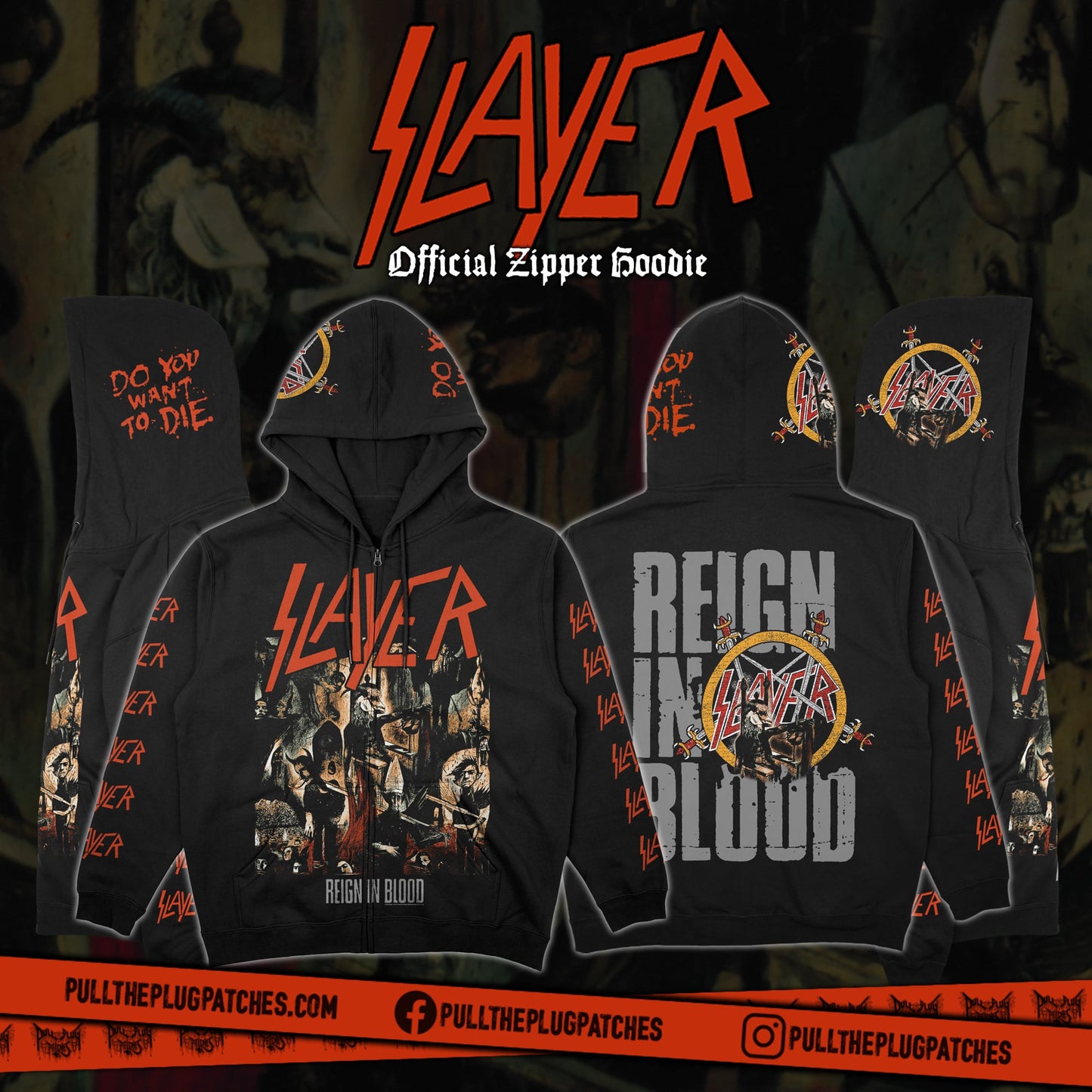 Slayer - Reign In Blood - Deluxe Zipper Hoodie