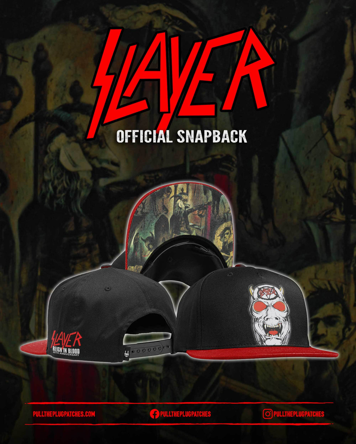 Slayer - Reign In Blood 40th Anniversary - Snapback Hat (Limited Edition)