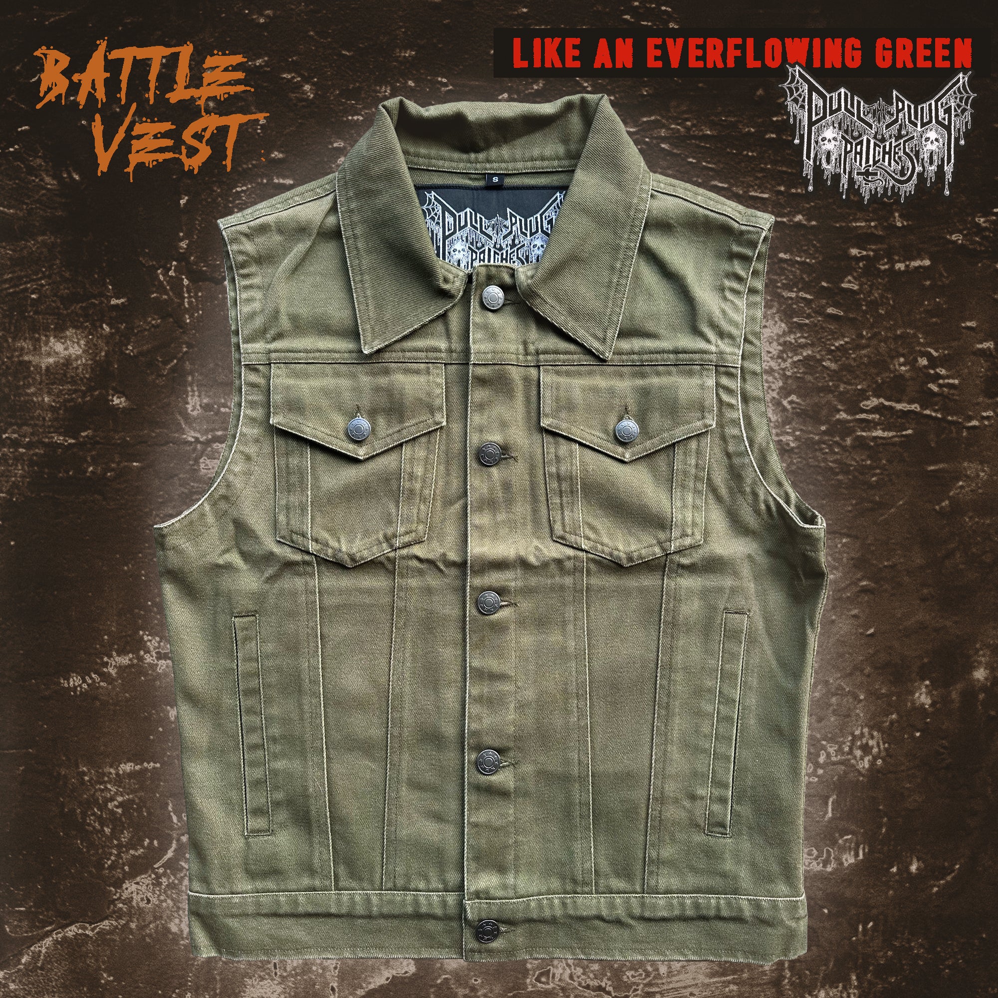 Army Green Urban outlet Vest with Embroidered Patches